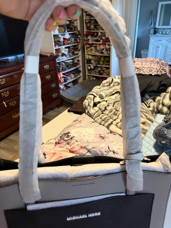 Michael Kors Two-Tone Tote — Black & Light Gray - Picture 5 of 7